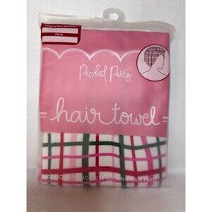Packed Party Moisture Wicking Hair Towel Pink Green White Plaid Polyester Soft